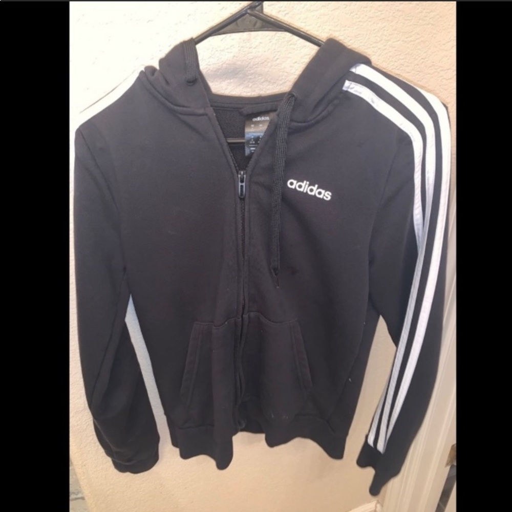 Black&White striped Adidas Zip-Up Hoodie